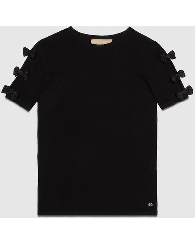Gucci Cashmere Top With Bow Detail - Black