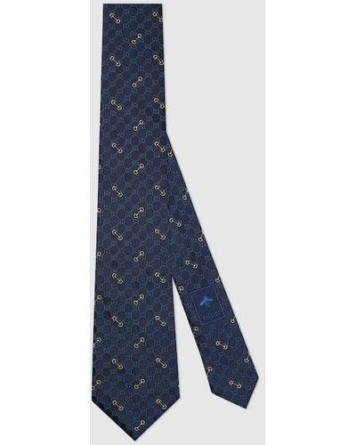 Gucci GG Silk Jacquard Tie - Blue