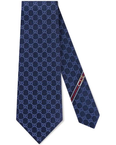 Gucci GG-pattern Silk Tie - Blue