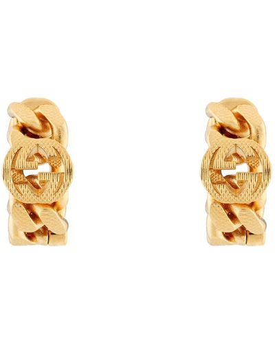 Gucci Interlocking Hoop Earrings - Metallic