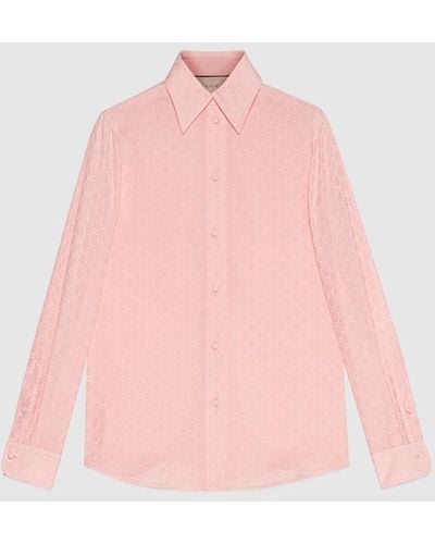 Gucci GG Silk Crêpe Shirt - Pink