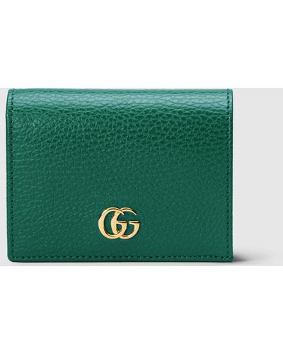 Gucci オンライン限定 ダブルg カードケース ウォレット, グリーン, Leather
