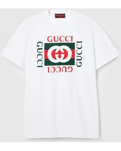 Gucci ""プリント コットンジャージー Tシャツ, ホワイト, ウェア