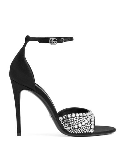 Gucci High Heel Sandals With Crystals - Black