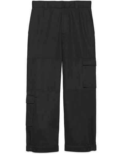 Gucci Cotton Drill Cargo Trousers With Patch - Black
