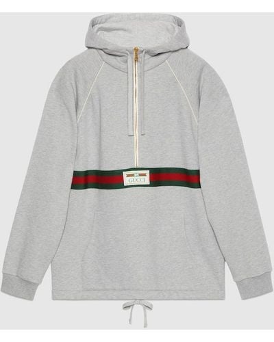 Gucci Cotton Jersey Sweatshirt With Web - Gray