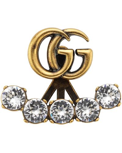 Gucci Single Crystal Double G Earring - Black