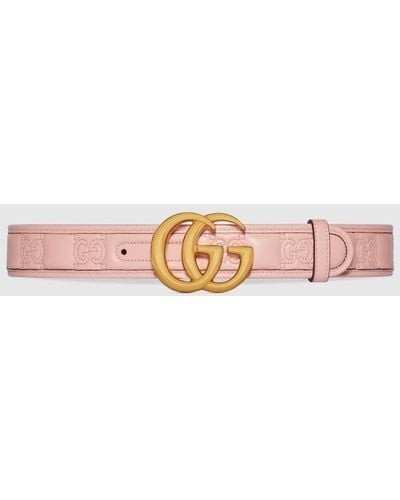 Gucci GG Marmont Matelassé Wide Belt - Pink