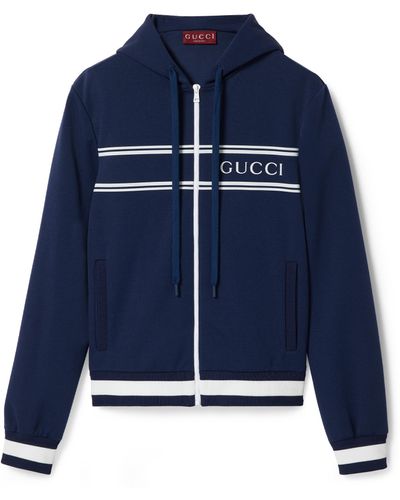 Gucci Technical Jersey Hooded Sweatshirt - Blue