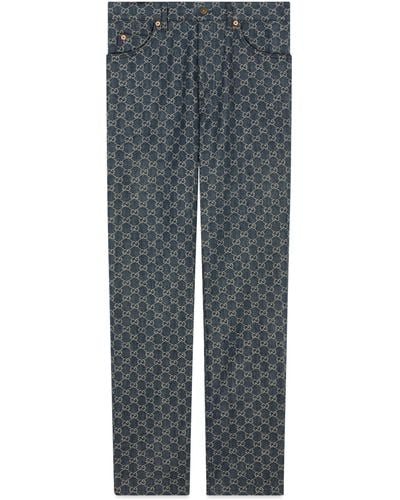 Gucci Washed GG Denim Trousers - Blue