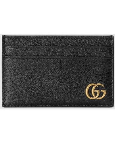 Gucci Leather Gg Marmont Card Holder - Black