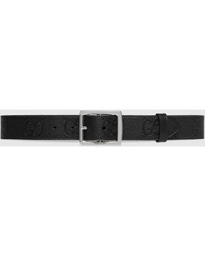 Gucci GG Rubber-effect Leather Belt - Black