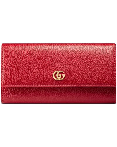 Gucci Leather Continental Wallet - Red