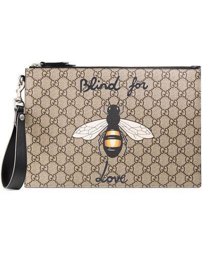 Gucci Bestiary Pouch With Bee - Natural