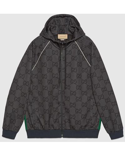 Gucci Jumbo GG Zip Jacket With Web - Gray