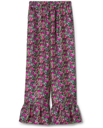 Gucci Silk Pant With Floral Print - Purple