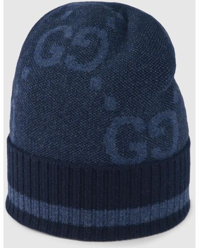 Gucci GG カシミア ジャカード キャップ, ブルー