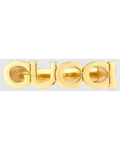 Gucci Logo-script Antique Gold-toned Metal Ring - Metallic