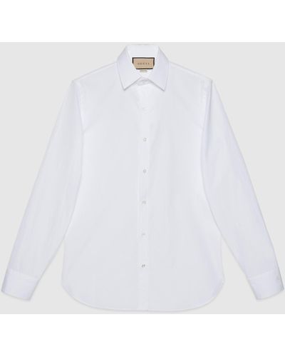 Gucci ダブルg付き コットン ポプリン シャツ, Size 15+, ホワイト, ウェア