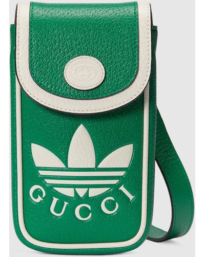 Gucci 【公式】 (グッチ)adidas X ストラップ付き ミニバッググリーン レザーグリーン