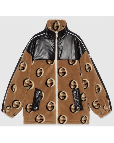 Gucci GG Wool Fleece Jacquard Zip Jacket - Brown