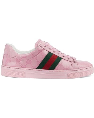Gucci Ace Trainer With Web - Pink