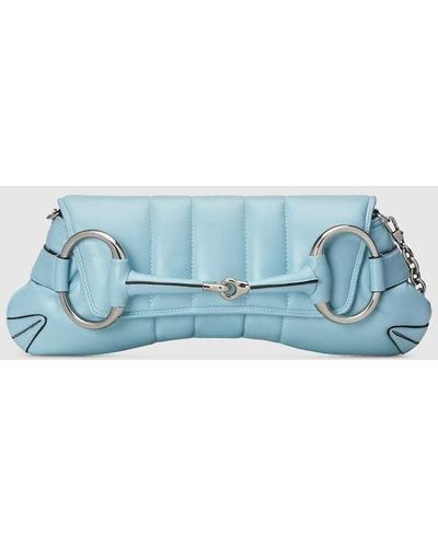 Gucci Horsebit Chain Medium Shoulder Bag - Blue