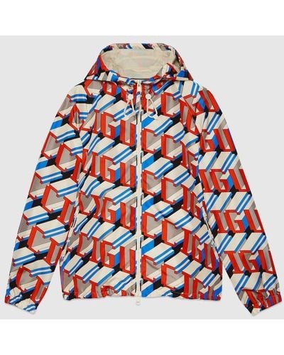 Gucci Pixel Print Nylon Jacket - Red