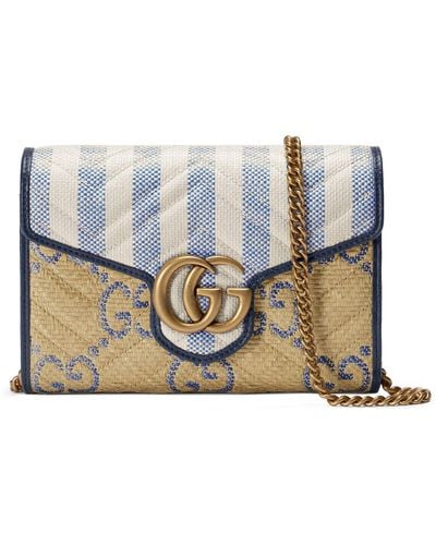 Gucci GG Marmont Raffia Effect Mini Bag - Natural
