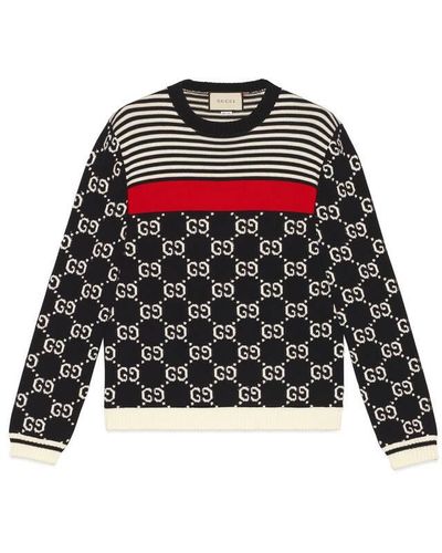 Gucci GG And Stripes Knit Sweater - Black
