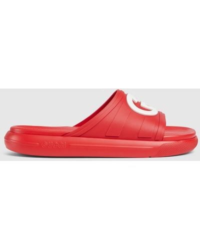 Gucci Interlocking G Slide Sandal - Red