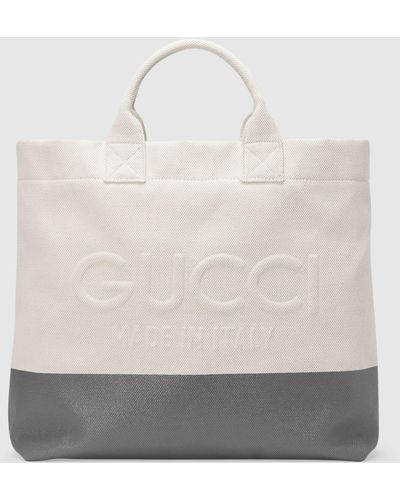 Gucci エンボス ディテール付き キャンバス トートバッグ, ホワイト, ファブリック