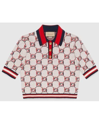 Gucci GG Cotton Jacquard Polo Shirt - Red