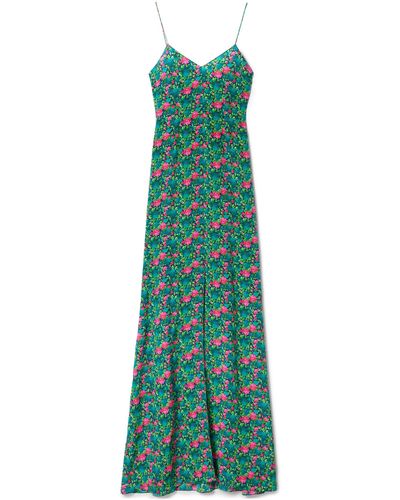 Gucci Floral Print Silk Evening Dress - Green