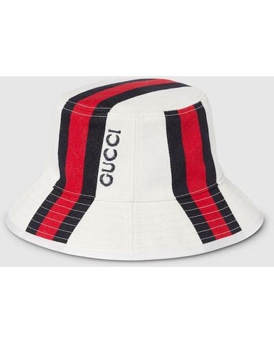 Gucci Bucket Hat With Web - Red