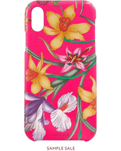 Gucci Iphone X/xs Case With Flora Print - Pink