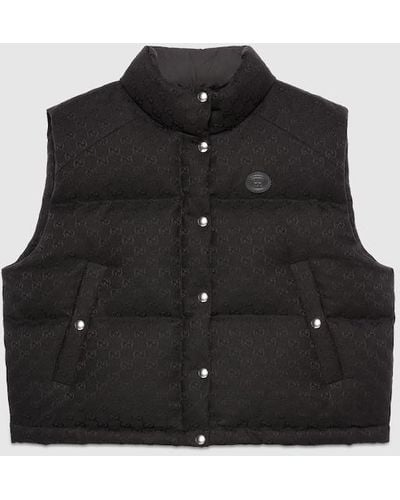 Gucci GG Cotton Canvas Puffer Vest - Black