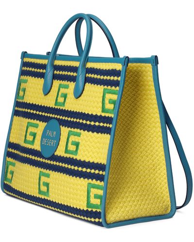 Gucci Palm Desert Striped Tote Bag - Yellow