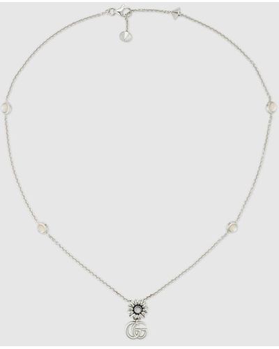 Gucci gg Marmont Mother-of-pearl Sterling- Necklace - White