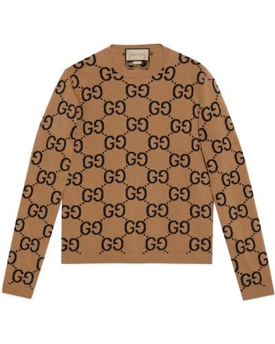 Gucci gg Supreme Intarsia Wool Jumper - Brown