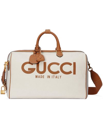 Gucci Large Duffle Bag With Print - Natural