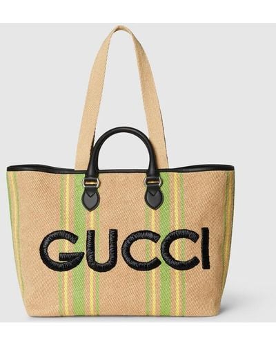 Gucci Large Tote Bag With Embroidery - Natural