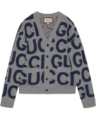Gucci Wool Cardigan With Intarsia - Blue