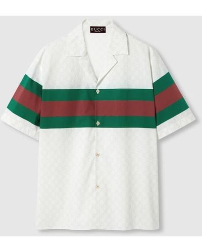 Gucci GG Cotton Shirt With Web - Green