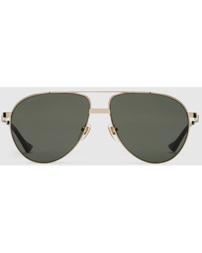 Gucci Navigator Frame Sunglasses - Green