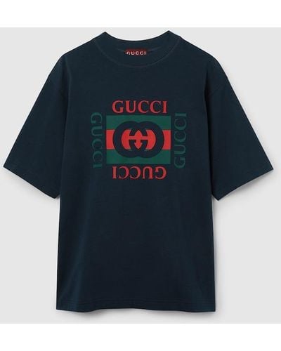 Gucci Cotton Jersey T-shirt With Print - Blue
