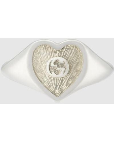 Gucci Heart Ring With Interlocking G - White