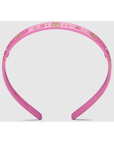Gucci GG Crystals Hairband - Pink