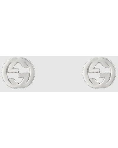 Gucci Interlocking Earrings In Silver - White