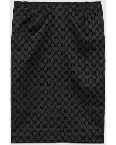 Gucci GG Print Silk Duchesse Skirt - Black